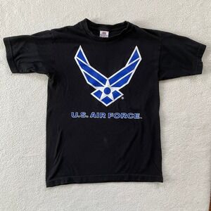 Bayside U.S. Air Force T-Shirt Mens Small Black Graphic Short Sleeve USA Made